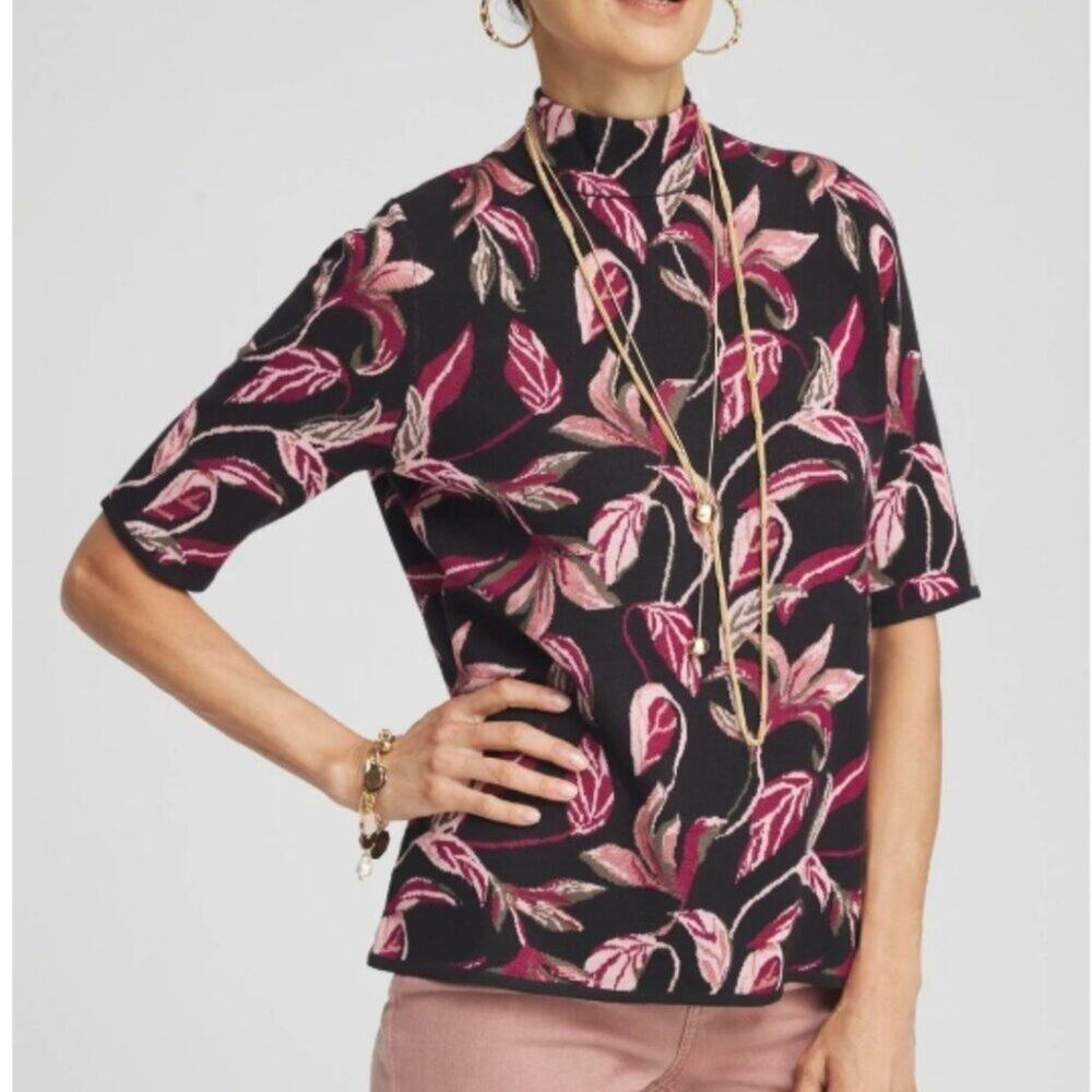 Chico's Jacquard Mock Neck Sweater Size: 0 (4/6-S) NWT - Picture 4 of 4